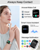 Smart Watches for Men/Women, 1.75" Bluetooth Call, AI Voice Smartwatch, 24/7 Heart Rate Monitor, Blood Pressure/SpO2/Sleep Tracker, IP68 Waterproof, 100+ Sports Fitness Tracker for Android iOS Black