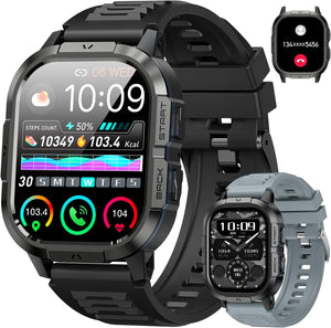 Smart Watch for Men Fitness Tracker: Make/Answer Call Military Smart Watches for Men Digital Mens Watches Running Waterproof Smartwatch Android Phones iPhone Samsung Compatible Heart Rate Monitor