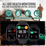 Smart Watch (Answer/Make Calls) 1.83" Fitness Tracker Heart Rate Blood Pressure Oxygen Sleep Monitor 200 Sport Modes Step Calories Trackers IP67 Waterproof Android iPhone Women Men (Black)