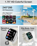 Smart Watches for Men/Women, 1.75" Bluetooth Call, AI Voice Smartwatch, 24/7 Heart Rate Monitor, Blood Pressure/SpO2/Sleep Tracker, IP68 Waterproof, 100+ Sports Fitness Tracker for Android iOS Black