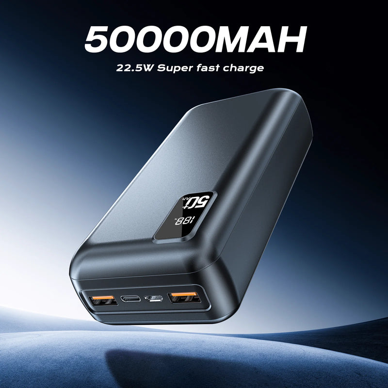 22.5W Power Bank 50000mAh QC PD3.0 Fast Charging Powerbank Portable Charger External Battery For iPad iPhone17 Xiaomi